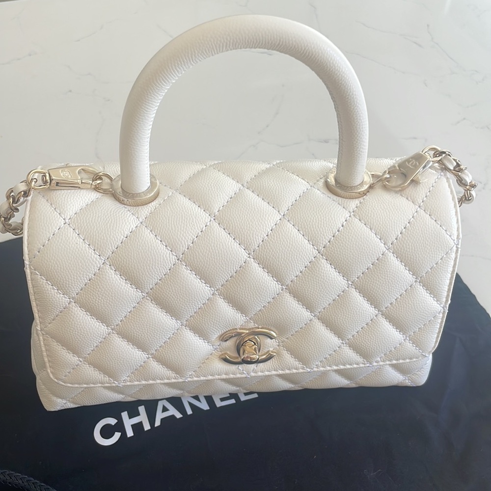 COPY - NWT CHANEL COCO HANDLE FLAP BAG WHITE